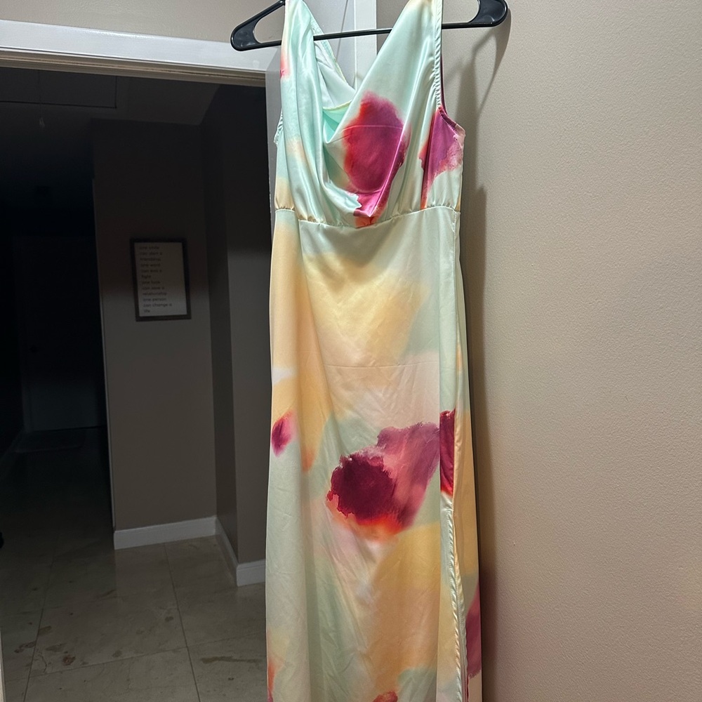 Cream Sleeveless Cowl Neck Maxi Gown for Weddings